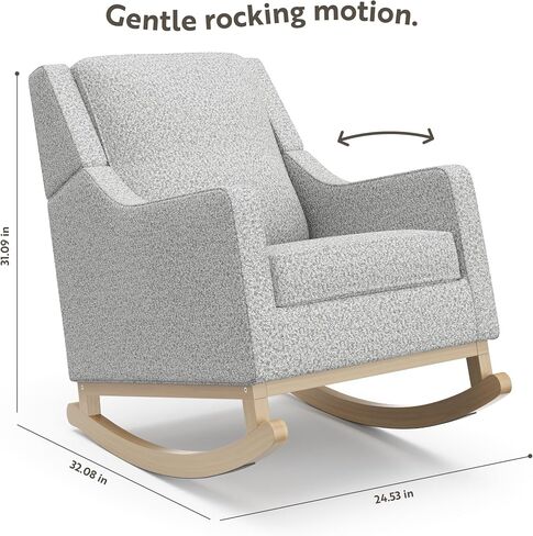 Storkcraft Pasadena Nursery Rocker (Ivory Basketweave with Driftwood) - Upholstered, Rocking Chair for Nursery, Gentle Rocking Motion, Solid Wood Base, Perfect for Any Nursery Decor in Kuwait