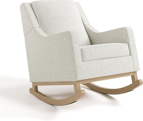 Storkcraft Pasadena Nursery Rocker (Ivory Basketweave with Driftwood) - Upholstered, Rocking Chair for Nursery, Gentle Rocking Motion, Solid Wood Base, Perfect for Any Nursery Decor in Kuwait