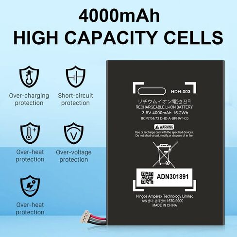 بطارية HDH-003، [4000 مللي أمبير] بطارية بديلة جديدة ذات جودة عالية لدورة 0 لوحدة التحكم Nintendo Switch Lite HDH-001، بطارية داخلية مع مجموعة أدوات التثبيت in Kuwait