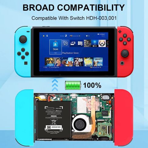 بطارية HDH-003، [4000 مللي أمبير] بطارية بديلة جديدة ذات جودة عالية لدورة 0 لوحدة التحكم Nintendo Switch Lite HDH-001، بطارية داخلية مع مجموعة أدوات التثبيت in Kuwait