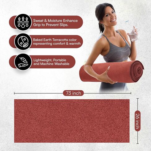 Yoga Towel-Ground and Grip Soft Yoga Mat Towel (73 in x 26 in) Sedona (Terracotta) Non Slip Yoga Towel-Easy Clean and Quick Drying Yoga Mat Towel for Hot Yoga- Sweat Absorbent in Saudi Arabia
