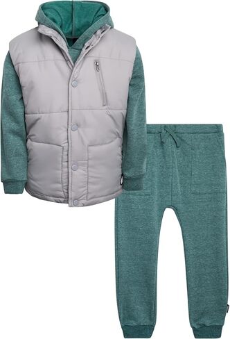 Volcom Boys Outerwear Set - 3 Piece Boys' Fashion Activewear Set Puffer Vest, Hoodie Sweatshirt and Jogger Pants (12M-7) in Kuwait