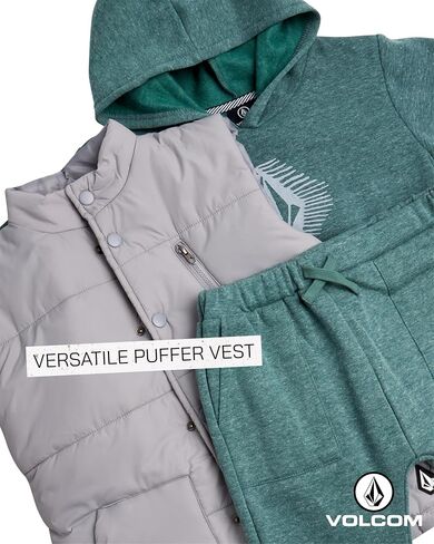 Volcom Boys Outerwear Set - 3 Piece Boys' Fashion Activewear Set Puffer Vest, Hoodie Sweatshirt and Jogger Pants (12M-7) in Kuwait