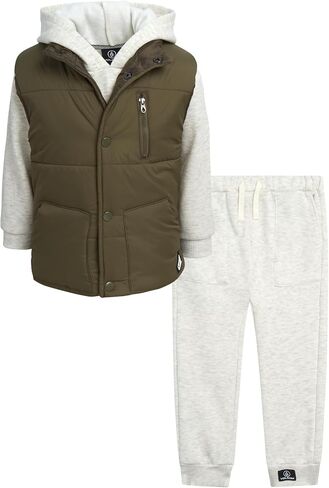 Volcom Boys Outerwear Set - 3 Piece Boys' Fashion Activewear Set Puffer Vest, Hoodie Sweatshirt and Jogger Pants (12M-7) in Kuwait