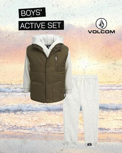 Volcom Boys Outerwear Set - 3 Piece Boys' Fashion Activewear Set Puffer Vest, Hoodie Sweatshirt and Jogger Pants (12M-7) in Kuwait
