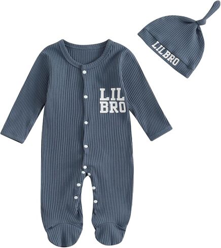 ZAXARRA Newborn Baby Boy Fall Winter Outfit New Here Letter knit Footies Romper 0 3 6 Months Jumpsuit Cute Hat Infant Set in Kuwait