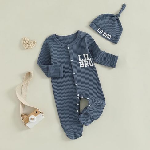 ZAXARRA Newborn Baby Boy Fall Winter Outfit New Here Letter knit Footies Romper 0 3 6 Months Jumpsuit Cute Hat Infant Set in Kuwait