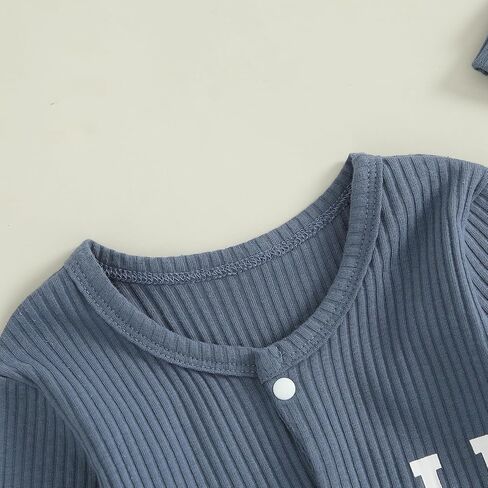 ZAXARRA Newborn Baby Boy Fall Winter Outfit New Here Letter knit Footies Romper 0 3 6 Months Jumpsuit Cute Hat Infant Set in Kuwait