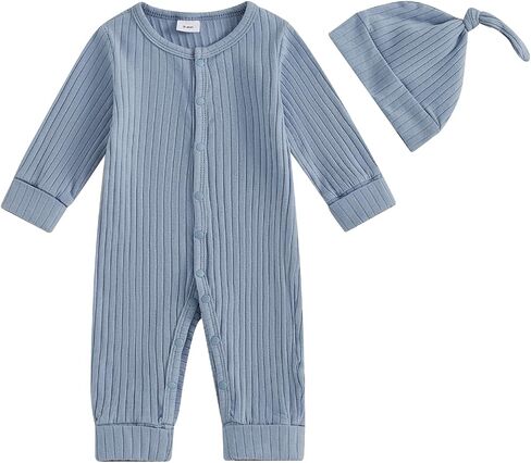 ZAXARRA Newborn Baby Boy Fall Winter Outfit New Here Letter knit Footies Romper 0 3 6 Months Jumpsuit Cute Hat Infant Set in Kuwait