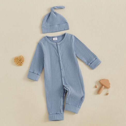 ZAXARRA Newborn Baby Boy Fall Winter Outfit New Here Letter knit Footies Romper 0 3 6 Months Jumpsuit Cute Hat Infant Set in Kuwait