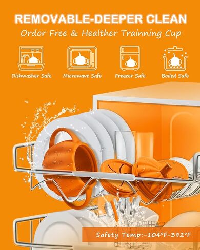 Silicone Baby Straw Cup Spill Proof, Replaceable Tops for Snack Cups, BPA Free Toddler Training Sippy Cup with Straw & Snack Containers Lid, Halloween Pumpkin Cup Gifts for Baby 6+ Month in Kuwait