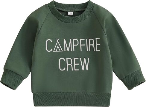 Lamuusaa Toddler Baby Boy Clothes Long Sleeve Crewneck Sweatshirt ''Campfire Crew'' Oversized Pullover Shirts Fall Clothes in Saudi Arabia