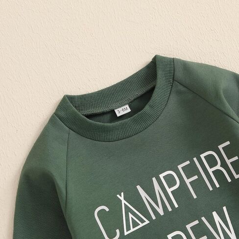 Lamuusaa Toddler Baby Boy Clothes Long Sleeve Crewneck Sweatshirt ''Campfire Crew'' Oversized Pullover Shirts Fall Clothes in Saudi Arabia