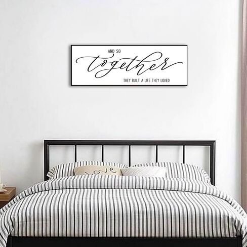 Wall Decor for Bedroom - And So Together They Built A Life They Loved Sign Large Framed Wall Art Master Bedroom Wall Decor Above Bed Home Sign Family Quotes Wall Decor (Black Wooden Frame) 43x15inch in Saudi Arabia