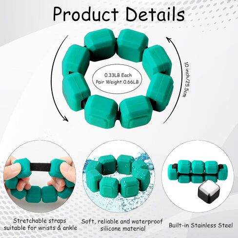 Wrist Ankle Weights for Women - Set of 2 (0.33lb Each) Wearable Silicone Workout Weighted Bracelets, Waterproof Strength Training Weight Bangles for Walking Running Yoga Pilates Aerobics in Saudi Arabia