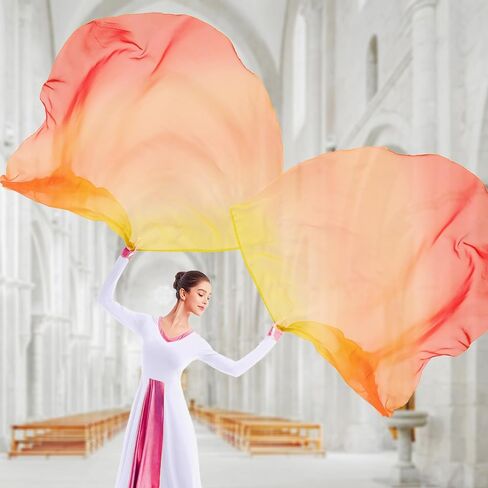 Baisdan 54"x54" Worship Flags for Dance Church, Praise Dance Flag, Praise Flags with Flexible Rods & Storage Bag, Set of 2, White-Pink-Purple in Saudi Arabia