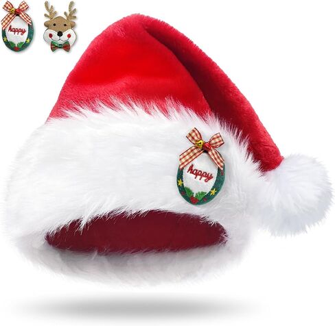 BleSky Christmas Santa Hat for Kids Baby Xmas Holiday Hat Unisex Velvet Classic Santa Claus Hat for New Year Festive in Kuwait