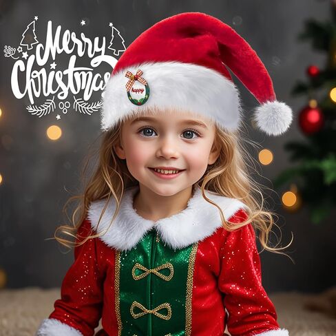 BleSky Christmas Santa Hat for Kids Baby Xmas Holiday Hat Unisex Velvet Classic Santa Claus Hat for New Year Festive in Kuwait
