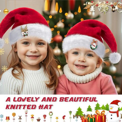 BleSky Christmas Santa Hat for Kids Baby Xmas Holiday Hat Unisex Velvet Classic Santa Claus Hat for New Year Festive in Kuwait