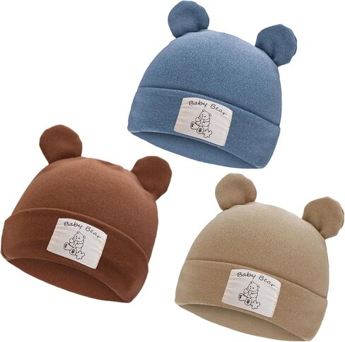قبعة صغيرة للأطفال الصغار من كيدوتشيز، قبعة صغيرة للأطفال الرضع وأذنين الدب، قبعات دافئة للخريف والشتاء in Kuwait