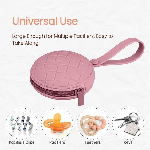 2 Pack Silicone Pacifier Holder Case, Baby Pacifier Silicone Holder Pouch for Newborn, Boys and Girls, Portable Silicone Pacifier Bags (Pink+Mauve) in Saudi Arabia