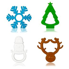 Anditoy 4 Pack Christmas Teething Toys Christmas Teether for Christmas Stocking Stuffers Party Favors Gifts