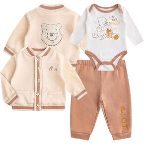 Disney Winnie the Pooh Baby Boys 3 Piece Pants Set with Long Sleeve Bodysuit with Hooded Jacket for Infants
