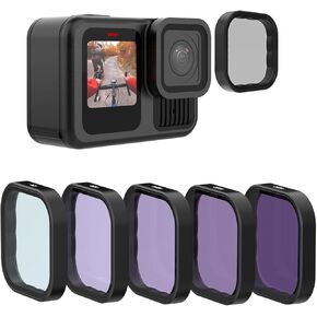 TELESIN ND Filter Set 5-Pack CPL ND8 ND16 ND32 ND64 Compatible for GoPro Hero 13 Black, Neutral Density Polarizing Lens Filter Kit Lens Protector Multi-Coated HD Glass for GoPro 13 Accessories