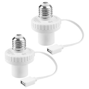 UYODM 2 Pack Lamp Socket Power Adapter for Wyze Cam v3/v4/v3 Pro/OG,Wyze Cam Pan v3, E26 Socket USB Adapter 5V 2A for Security Camera,LED Strips and Easy to Install