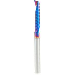 Amana Tool Spektra Coated Solid Carbide CNC Spiral Single O-Flute Router Bit, 51407-K, 1/4 D x 1-1/4 CH x 1/4 SHK x 3 Inch L Up-Cut Mirror Finish