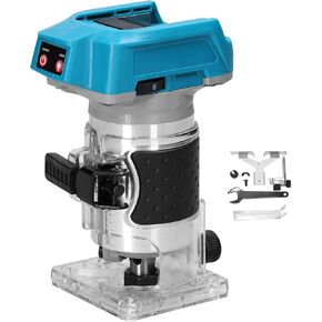 Cordless Wood Router Tool, 600W 6-level Variable Speed Brushless Electric Trimming Machine, 1/4" Collet 18000rpm Hand Compact Edge Trimmer for Engraving Slotting Carving Woodworking DIY