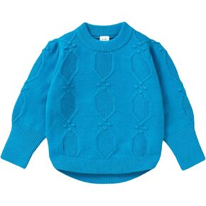 Toddler Girl Sweater Girls Fall Winter Clothes Chunky Round Neck Long Sleeve Knit Tops Kids Candy Color Pullover Sweaters