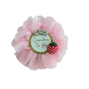 Strawberry Baby Shower Grandma To Be Pin, 3.5" Grandmother To Be Ribbon for Berry Sweet Girl Shower, Pink Granny To Be Button, Girl Baby Sprinkle Grandmom Strawberry Keepsake Gift