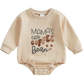 Chloefairy Newborn Baby Boy Girl Bubble Romper Mama's Little Coffee Bean Onesie Sweatshirt Bodysuit Infant Fall Outfit