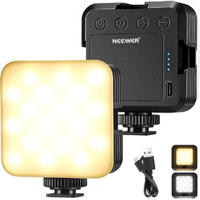 NEEWER LED Video Light, Portable Bi Color 3200K~5600K Dimmable Camera Soft Light with 3 Cold Shoes, CRI 97+, 8 Scene Modes, 2000mAh Rechargeable Battery for Gaming/YouTube/Vlog/Photography, NL-36AI