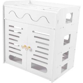 Gatuida Storage Box Modem Hider Cable Organizer Punch- Rack Router Storage Rack Cable Case for Home Cord Organizer for Desk Cord Management White PVC WiFi Electric Wire Power Strip
