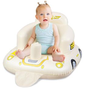 JOSEN Inflatable Baby Seat for Babies 3 Months & Up, Baby Floor Seats Learn to Sit Up, Portable Infant Feeding Shower Chair, Blow Up Baby Chair with Built in Air Pump - Cool Car