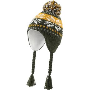 Connectyle Toddler Baby Peruvian Hat with Ear Flaps Fleece Lined Beanie Hat Kids Warm Winter Hat Thick Knitted Skull Cap