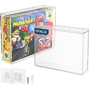 Video Game Box Protector Case for SNES / N64 Games, 3MM Clear Acrylic Display Case with Wall Mount Compatible for SNES & N64 Game Box (Pack of 1)