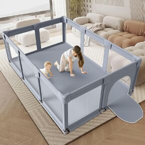 74''×50'' Large Baby Playpen, Baby PlayPens for Babies and Toddlers, Baby Fence Play Pen for Indoor & Outdoor, Sturdy Safety Baby Play Yard with Soft Breathable Mesh