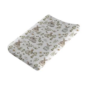Watercolor Bunny Boho Flowers Leaves Changing Pad Covers for Baby Boy Girl 32''x16'' Rabbits Retro Wild Plants Fitted Diaper Changing Table Sheets Mats Comfort Soft Breathable Cradle & Bassinet Sheets