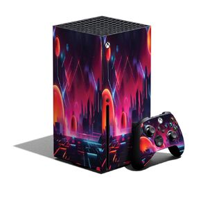 Glossy Glitter Gaming Skin Compatible with Xbox Series X Bundle - Synthwave Fringe - Premium 3M Vinyl Protective Wrap Decal Cover - Easy to Apply | Crafted in The USA by MightySkins