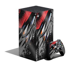 Glossy Glitter Gaming Skin Compatible with Xbox Series X Bundle - Blue Hexa Camo - Premium 3M Vinyl Protective Wrap Decal Cover - Easy to Apply | Crafted in The USA by MightySkins