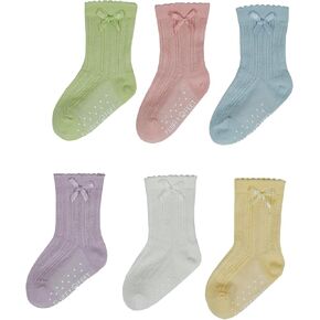 Cotton Baby Grip Knee Socks 6 Pairs Boys Girl Anti Slip Sole Knee Sock Newborn Toddlers Seamless Socks