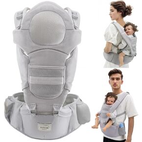 Baby Carrier with Hip Seat,6in1 Baby Carrier Newborn to Toddler,Head Support and Breathable Mesh Newborn Carrier,Adjustable Size for Enhanced Lumbar Support, Perfect for On-The-go(110cm)