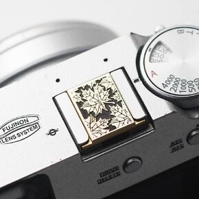 Leaf Camera hot Shoe Cover and Camera Shutter Button for Nikon zf for Fujifilm X-T5 X-T4 X-T3 X-T30 II X-T20 X100VI X100V X100 X-PRO3 X-PRO2 X-S20 X-S10 (Brass Leaves Cover)