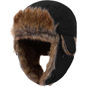 Baby Toddler Winter Trapper Hat Warm Faux Fur Aviator Hat Russian Ushanka Trooper Hunting Ski Hat with Ear Flaps Age 1-8T