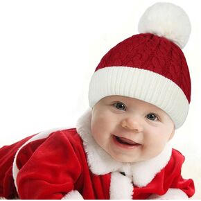 Zando Baby Christmas Hat Toddler Knit Santa Hat Winter Baby Boy Girl Xmas Hat Newborn Christmas Beanie Hats for Little Kids