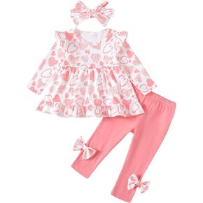 Baby Girl Clothes Toddler Girl Fall Outfits Ruffle Long Sleeve Floral Shirt Tops Winter Leggings Pants Clothing Set
