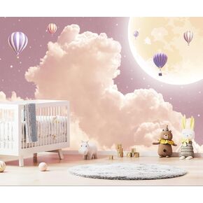 WFBHUA-Kids Tree Wallpaper Cute Animals Plants Bird Wall Decor Mural for Nursery Boys Girls Bedroom Room (Not Peel and Stick)